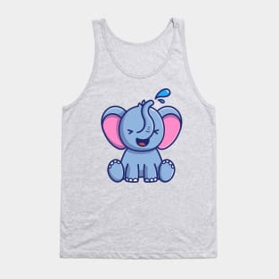 Cute Elephant Play Water Cartoon Tank Top